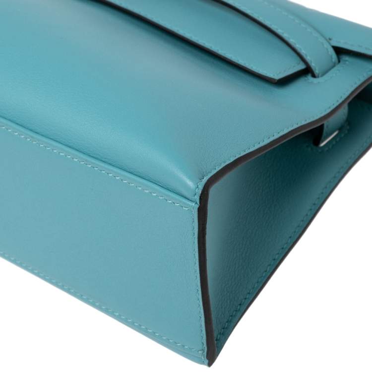 Pre Owned Hermes Celeste Swift Leather Palladium Hardware Kelly Pochette