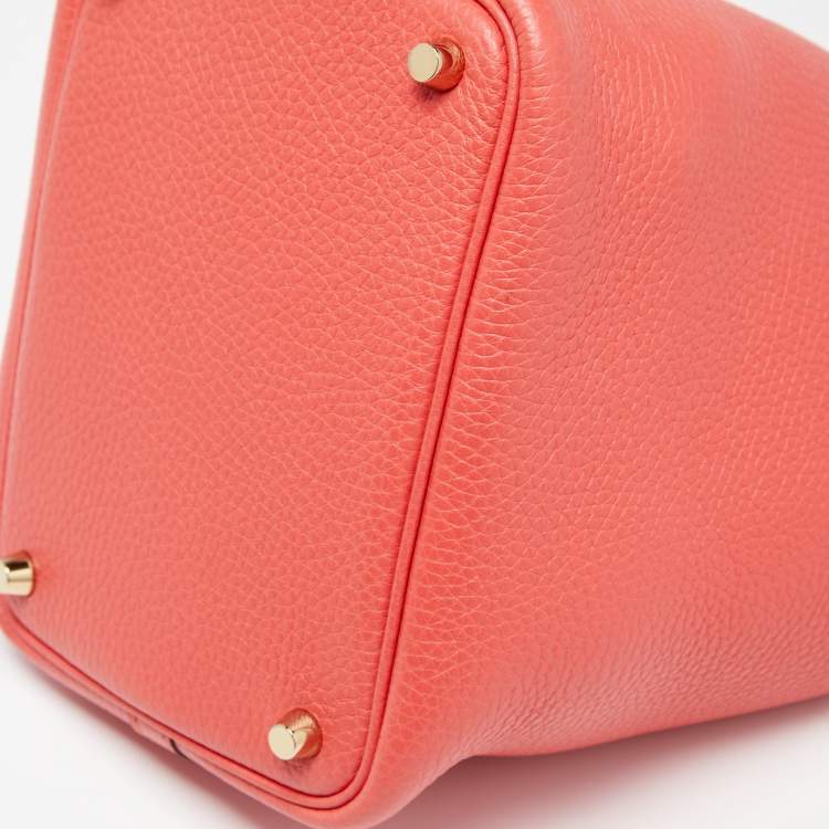 Pre Owned Hermes Rose Jaipur Clemence Leather Picotin Lock 18 Bag