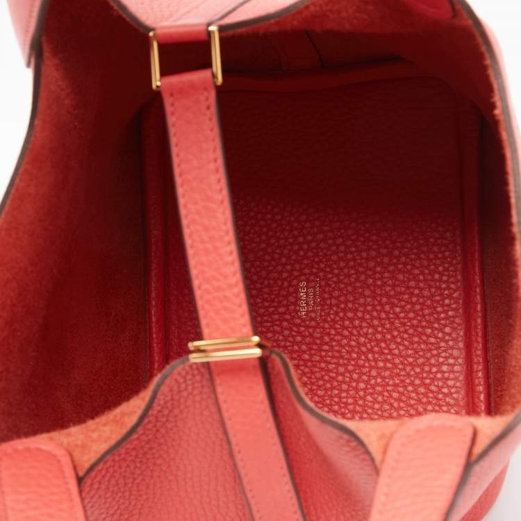 Pre Owned Hermes Rose Jaipur Clemence Leather Picotin Lock 18 Bag