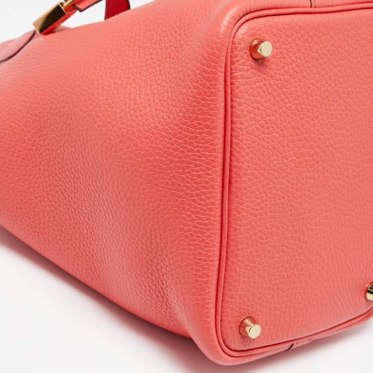 Pre Owned Hermes Rose Jaipur Clemence Leather Picotin Lock 18 Bag