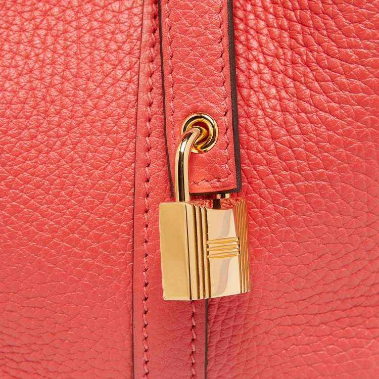 Pre Owned Hermes Rose Jaipur Clemence Leather Picotin Lock 18 Bag