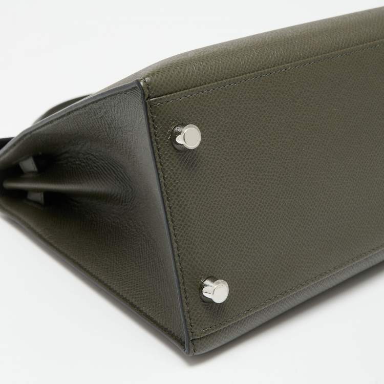 Pre Owned Hermes Vert Maquis Epsom Leather Palladium Finish Kelly Sellier 28 Bag