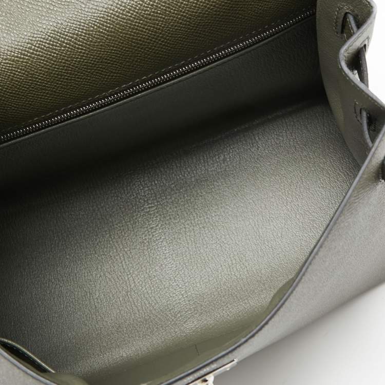 Pre Owned Hermes Vert Maquis Epsom Leather Palladium Finish Kelly Sellier 28 Bag