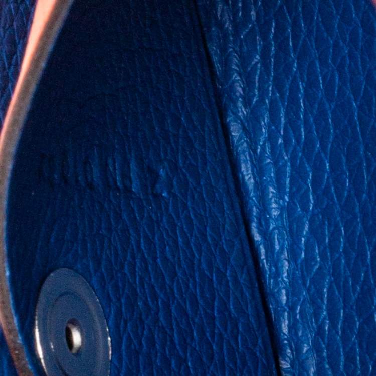 Pre Owned Hermes Terre Battue/Bleu France Epsom Leather Calvi Card Holder
