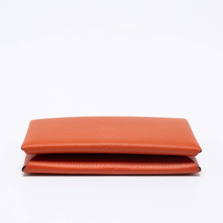 Pre Owned Hermes Terre Battue/Bleu France Epsom Leather Calvi Card Holder