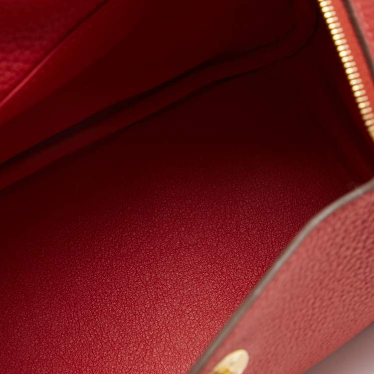 Pre Owned Hermès Rouge Tomate Taurillon Clemence Leather Gold Finish Mini Lindy Bag