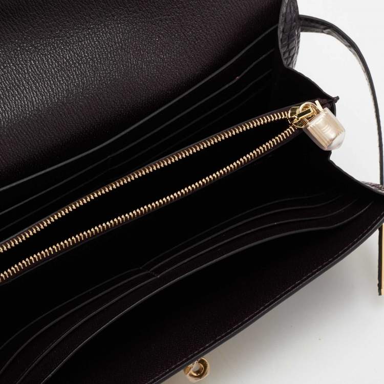 Pre Owned Hermes Raisin Matte Alligator Kelly Classic Wallet