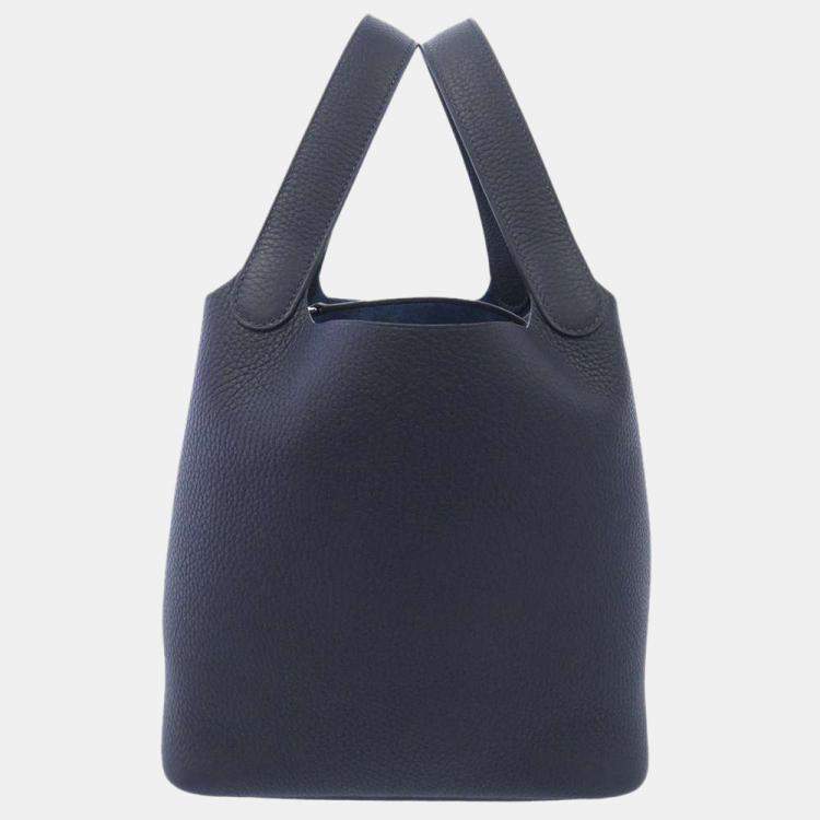 Pre Owned Hermes Blue Taurillon Leather Picotin Lock MM Tote Bag 