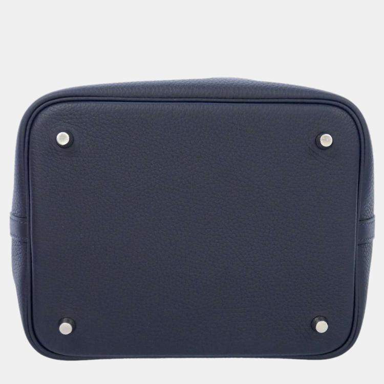 Pre Owned Hermes Blue Taurillon Leather Picotin Lock MM Tote Bag 