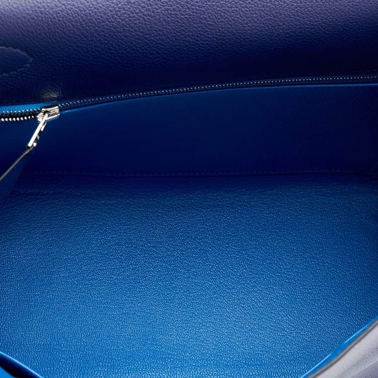 مملوكة مسبقًا Hermès Bleu Encre/Bleu Zellige Evercolor Leather Palladium Plated Kelly 28 Retourne Bag