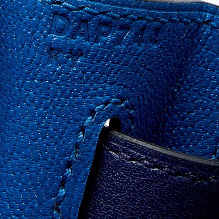 مملوكة مسبقًا Hermès Bleu Encre/Bleu Zellige Evercolor Leather Palladium Plated Kelly 28 Retourne Bag