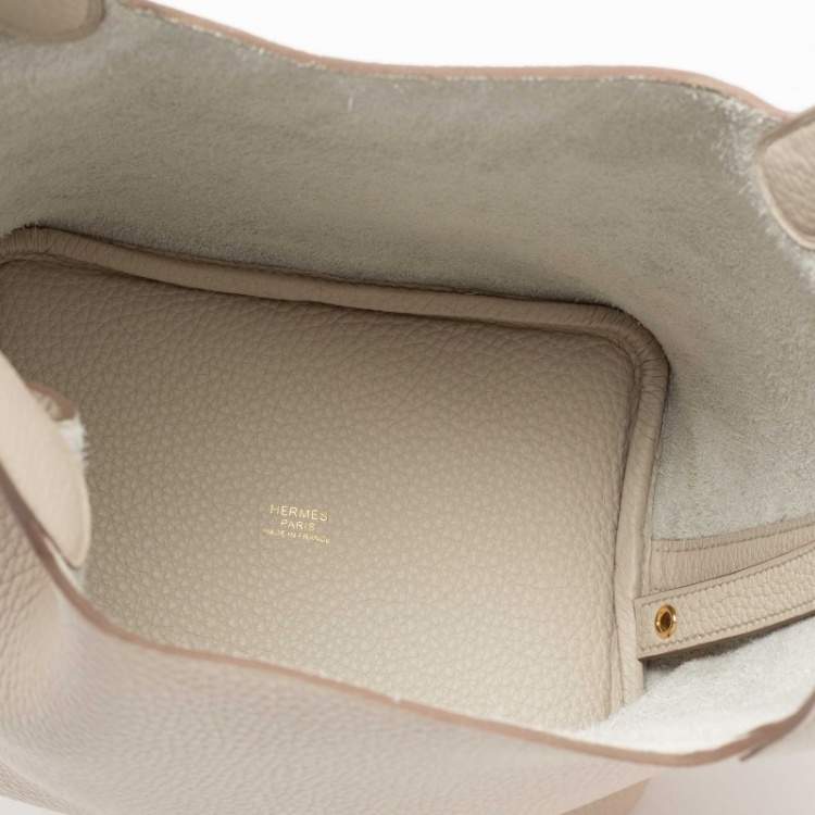 Pre Owned Hermès Craie Taurillon Clemence Leather Picotin Lock 18 Bag