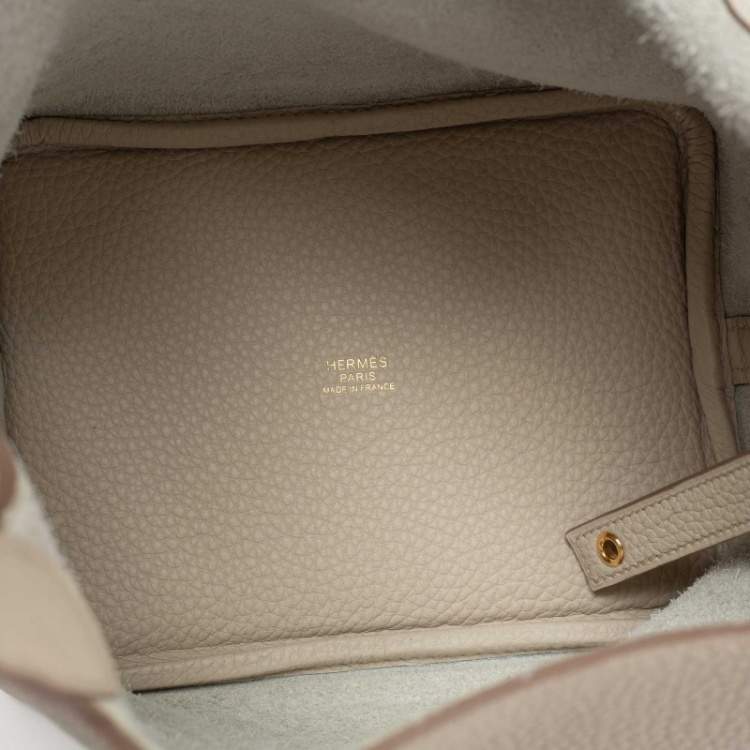Pre Owned Hermès Craie Taurillon Clemence Leather Picotin Lock 18 Bag