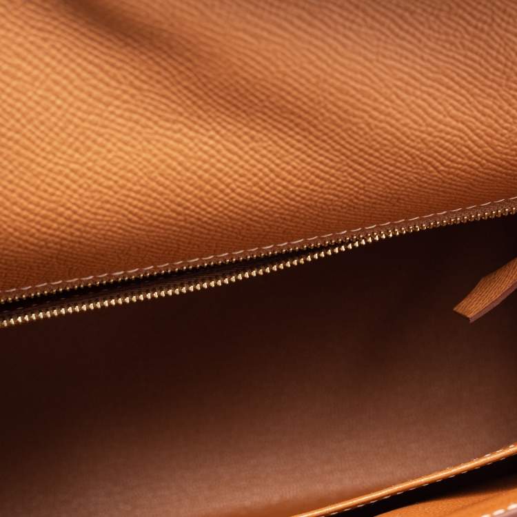 Pre Owned Hermes Gold Epsom Leather Gold Plated Kelly Sellier 25 Bag
