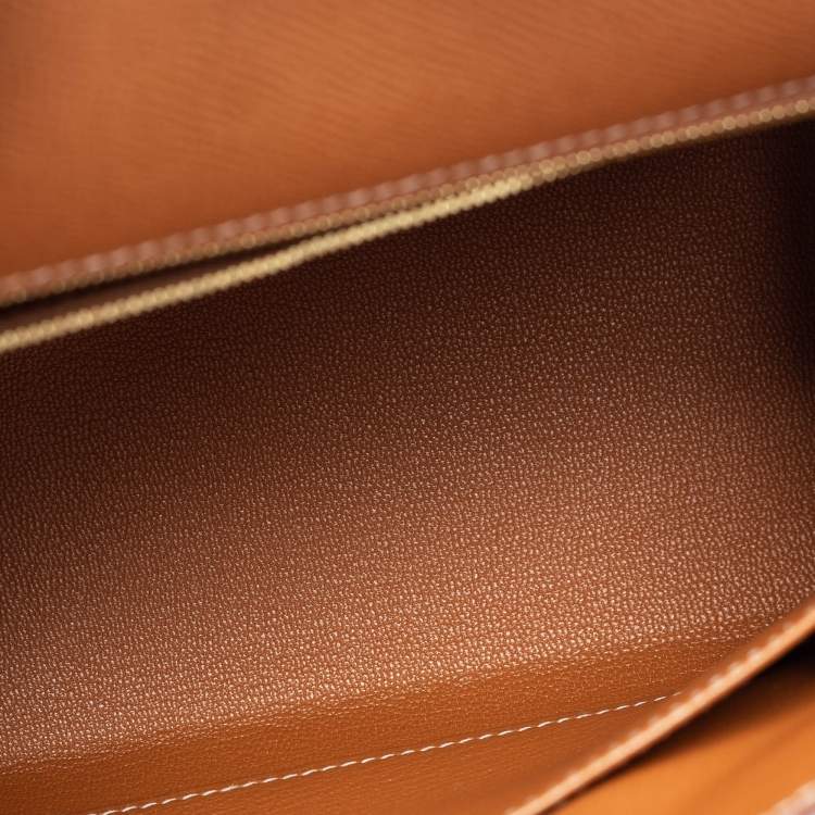 Pre Owned Hermes Gold Epsom Leather Gold Plated Kelly Sellier 25 Bag