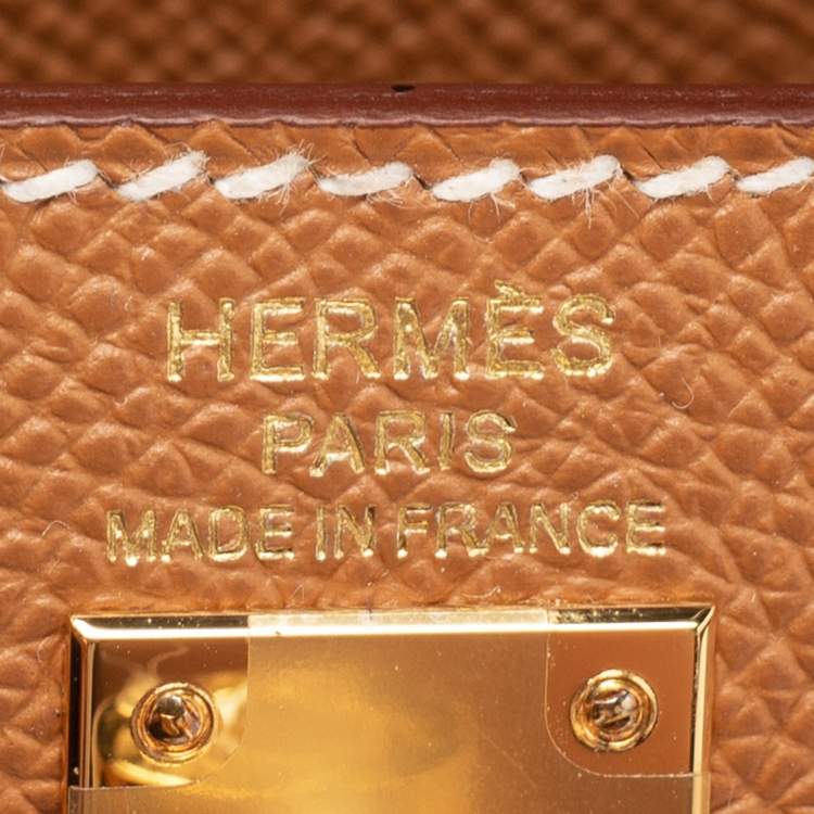 Pre Owned Hermes Gold Epsom Leather Gold Plated Kelly Sellier 25 Bag