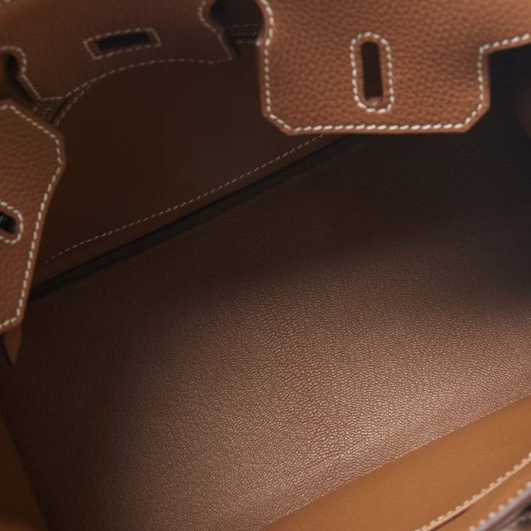 Pre Owned Hermès Gold Togo Leather Palladium Plated Birkin 25 Bag