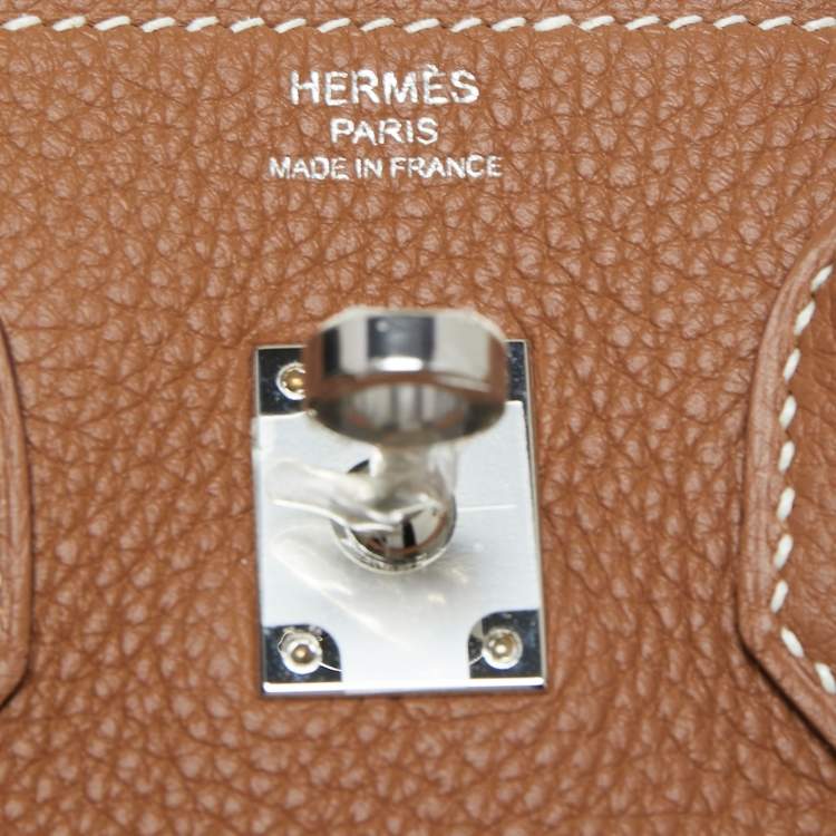 Pre Owned Hermès Gold Togo Leather Palladium Plated Birkin 25 Bag
