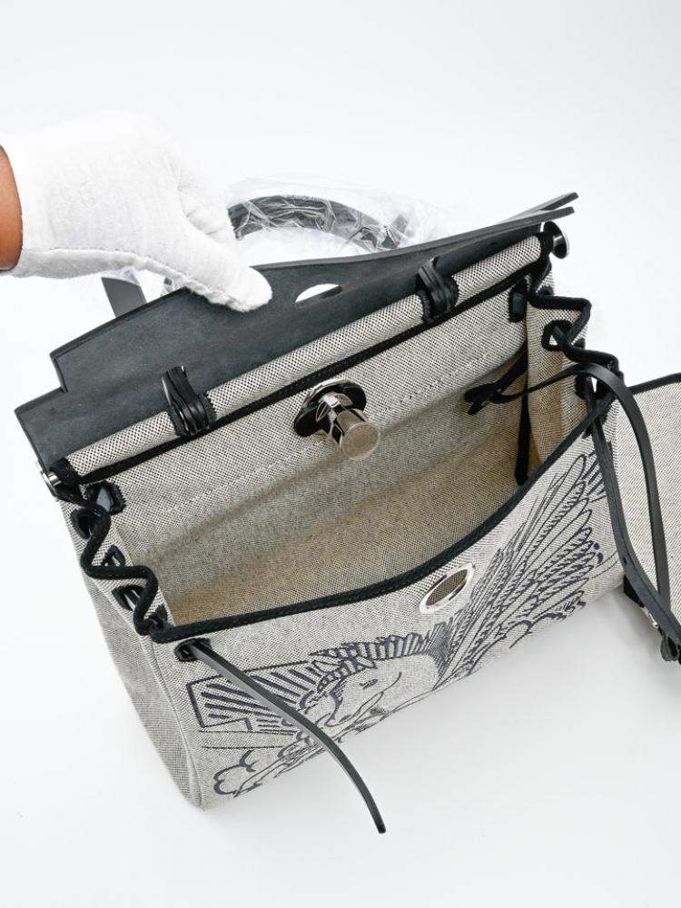 Pre Owned Hermes Grey Canvas Pegase Pop Herbag Zip 31 bag