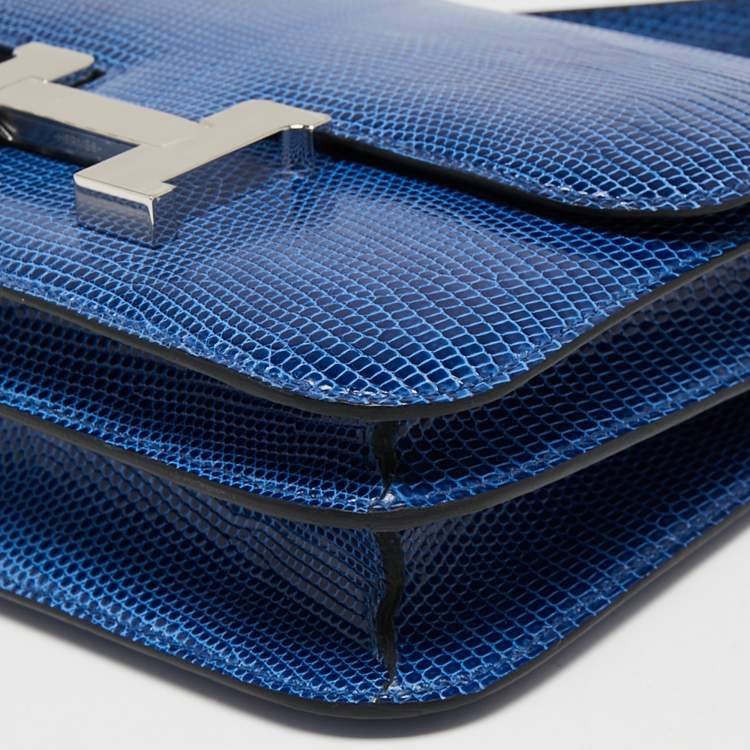 Pre Owned Hermes Bleu Saphir Lizard Niloticus Constance 18 Bag