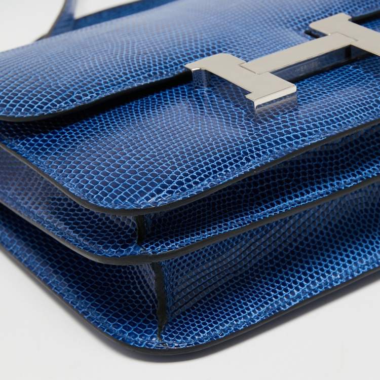 Pre Owned Hermes Bleu Saphir Lizard Niloticus Constance 18 Bag