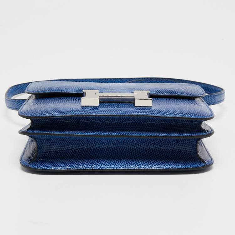 Pre Owned Hermes Bleu Saphir Lizard Niloticus Constance 18 Bag