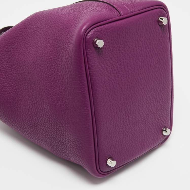 Pre Owned Hermes Anemone Taurillon Clemence Leather Picotin Lock 18 Bag