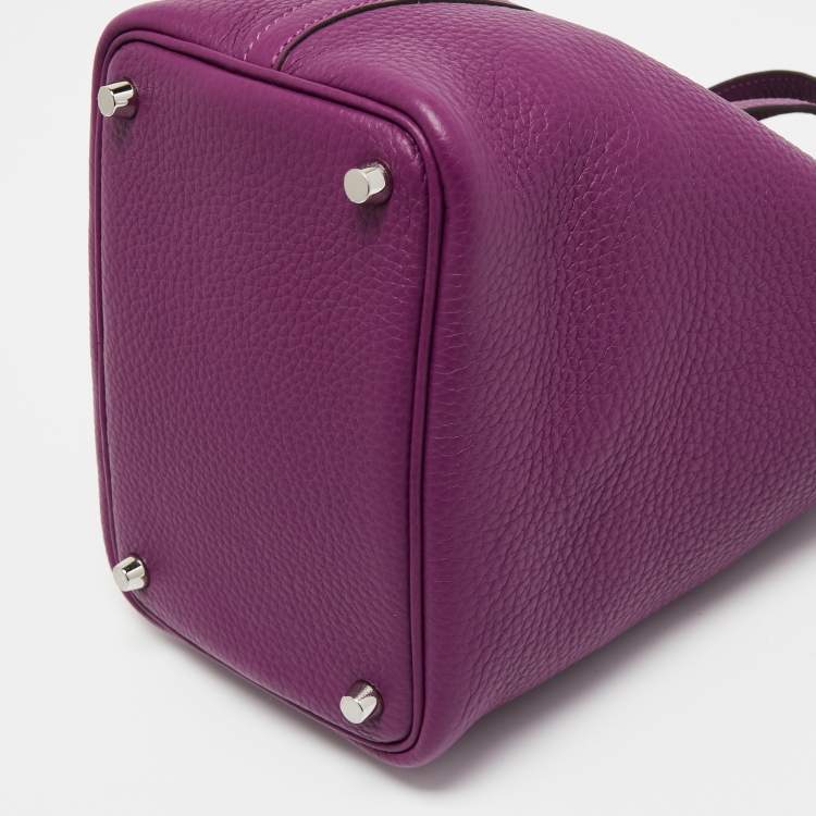 Pre Owned Hermes Anemone Taurillon Clemence Leather Picotin Lock 18 Bag