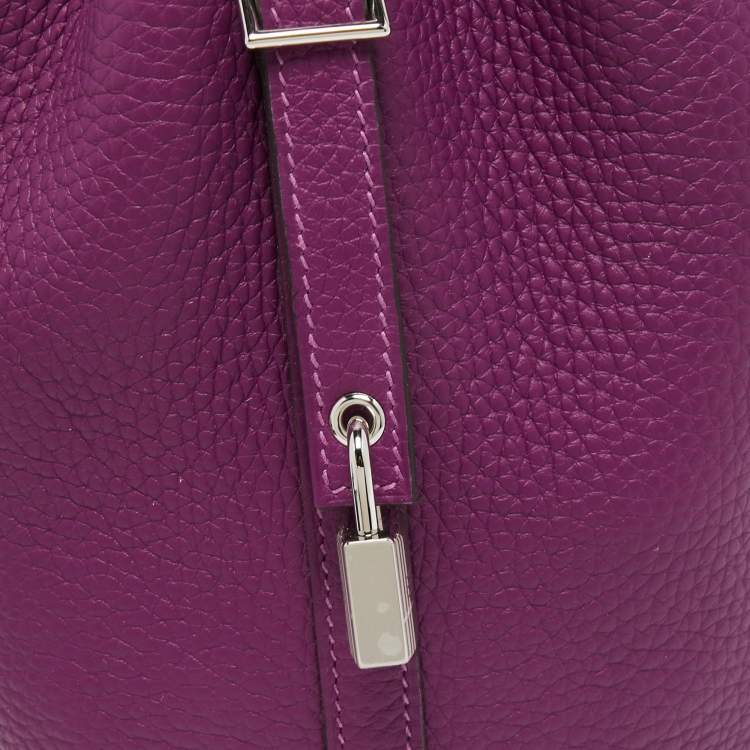 Pre Owned Hermes Anemone Taurillon Clemence Leather Picotin Lock 18 Bag