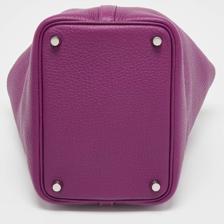 Pre Owned Hermes Anemone Taurillon Clemence Leather Picotin Lock 18 Bag