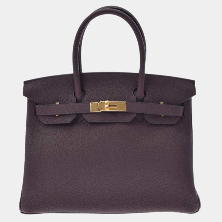 Pre Owned Hermes Purple Togo Leather Gold Hardware Birkin 30 Bag