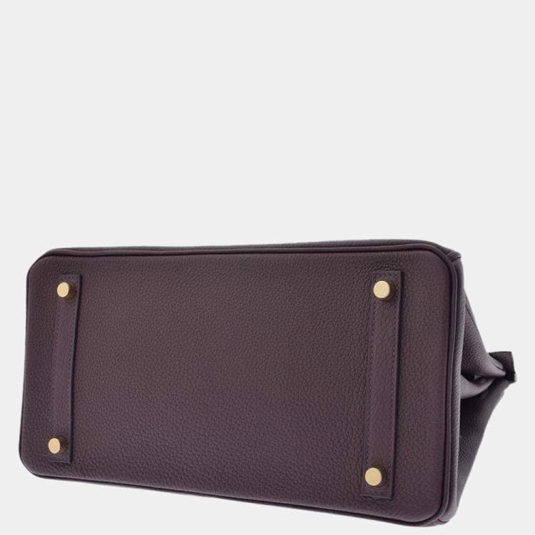 Pre Owned Hermes Purple Togo Leather Gold Hardware Birkin 30 Bag