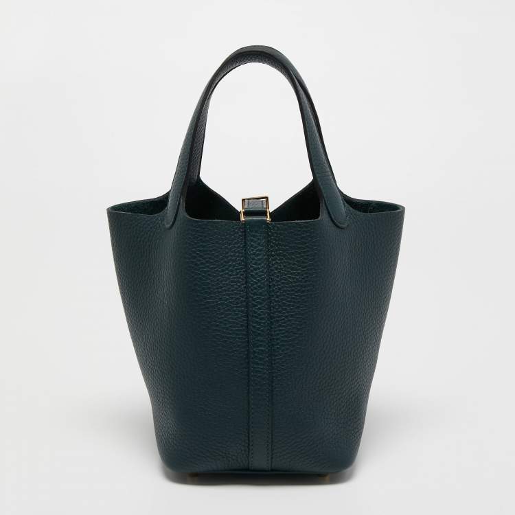 Pre Owned Hermes Vert Cypress Taurillon Clemence Leather Picotin Lock 18 Bag
