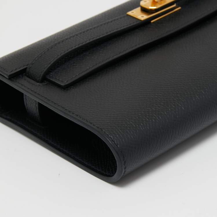 Pre Owned Hermes Noir Epsom Leather Kelly To Go Wallet