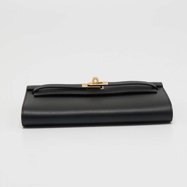 Pre Owned Hermes Noir Epsom Leather Kelly To Go Wallet