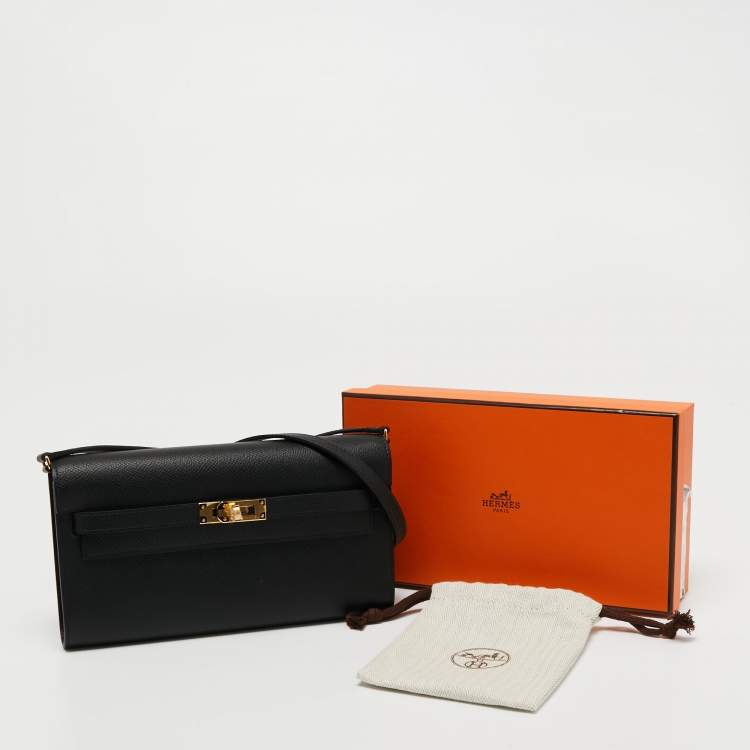 Pre Owned Hermes Noir Epsom Leather Kelly To Go Wallet