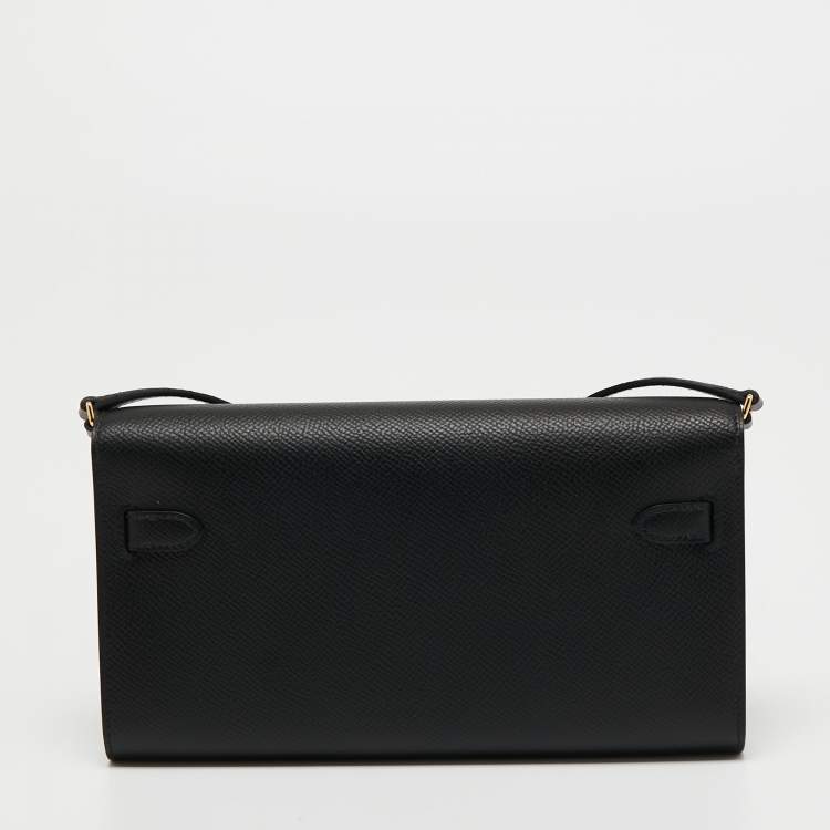 Pre Owned Hermes Noir Epsom Leather Kelly To Go Wallet
