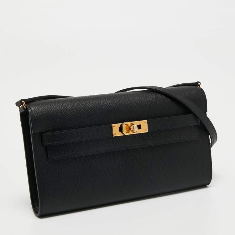 Pre Owned Hermes Noir Epsom Leather Kelly To Go Wallet