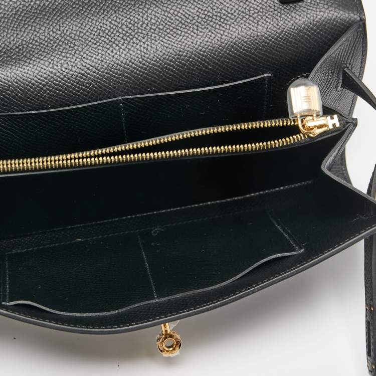 Pre Owned Hermes Noir Epsom Leather Kelly To Go Wallet