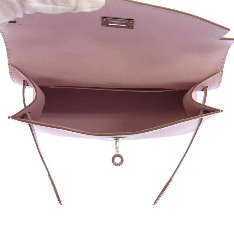 Pre Owned Hermes Pink Swift Leather Palladium Hardware Kelly Pochette Top Handle Bag 