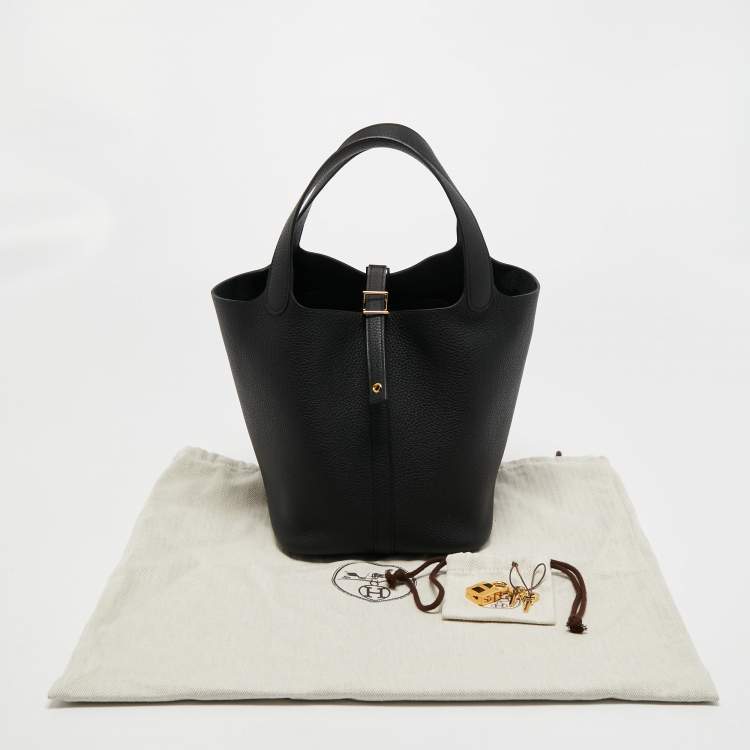 Pre Owned Hermès Noir Togo Leather Picotin Lock 22 Bag