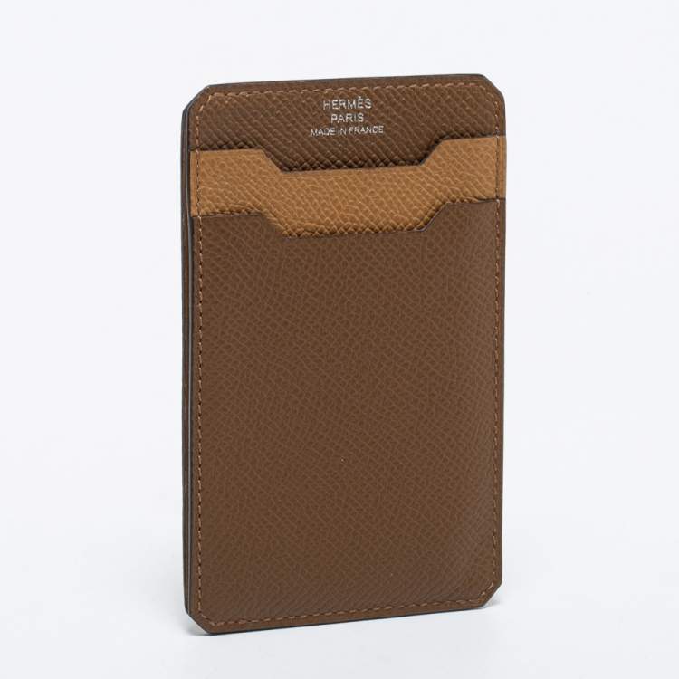 Pre Owned Hermes Alezan/Biscuit Epsom Leather City 3CC Card Holder