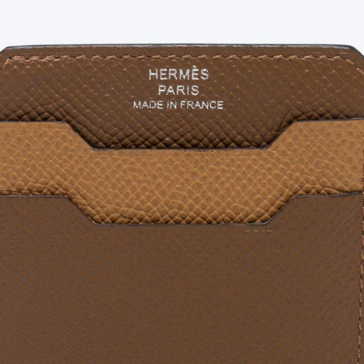 Pre Owned Hermes Alezan/Biscuit Epsom Leather City 3CC Card Holder