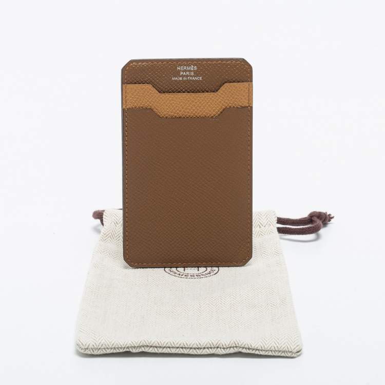 Pre Owned Hermes Alezan/Biscuit Epsom Leather City 3CC Card Holder