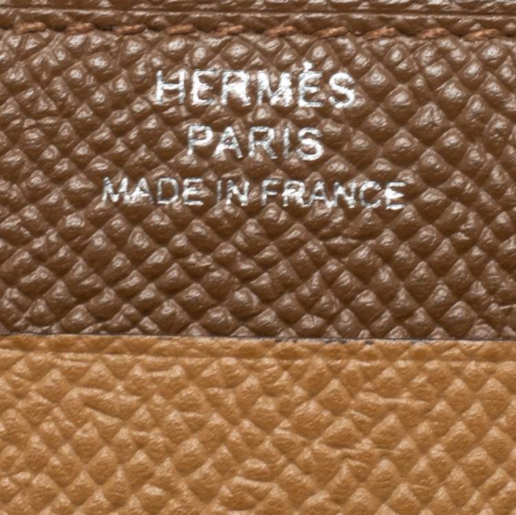 Pre Owned Hermes Alezan/Biscuit Epsom Leather City 3CC Card Holder