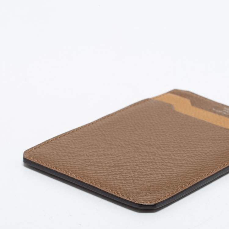 Pre Owned Hermes Alezan/Biscuit Epsom Leather City 3CC Card Holder