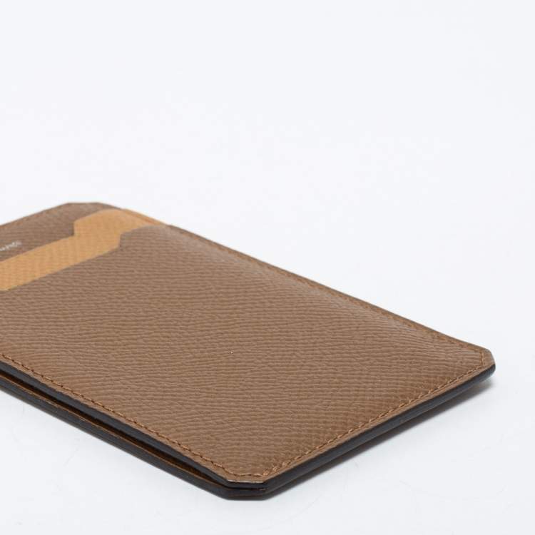 Pre Owned Hermes Alezan/Biscuit Epsom Leather City 3CC Card Holder
