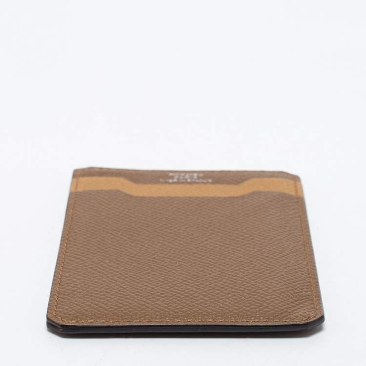 Pre Owned Hermes Alezan/Biscuit Epsom Leather City 3CC Card Holder