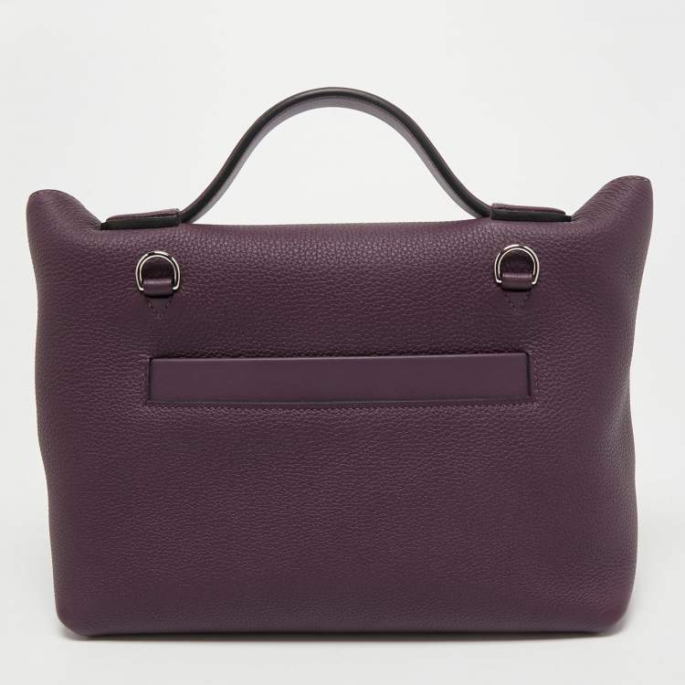 Pre Owned Hermes Raisin Togo Leather Palladium Finish 24/24 29 Bag