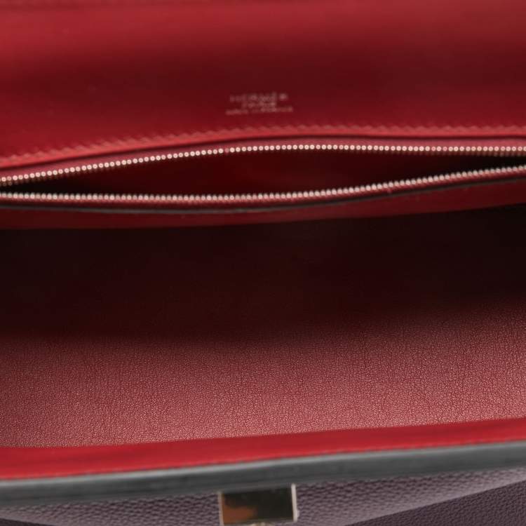 Pre Owned Hermes Raisin Togo Leather Palladium Finish 24/24 29 Bag
